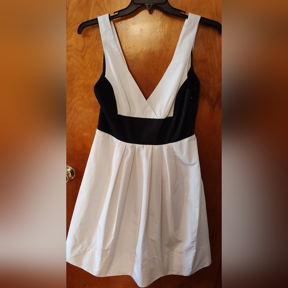 BCBG MaxAzria Black & White Dress Side zipper w/ pockets Size 12